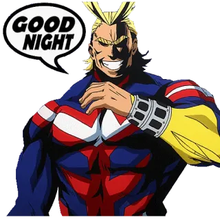 🛌 All Might My Hero Academia GOOD NIGHT anime, hero, night, superhero, sleep telegram sticker