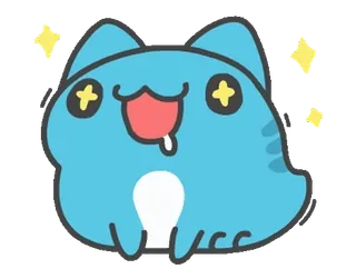 🤩 mèo, dễ thương, động vật, kawaii, xanh dương, lấp lánh, phim hoạt hình whatsapp sticker