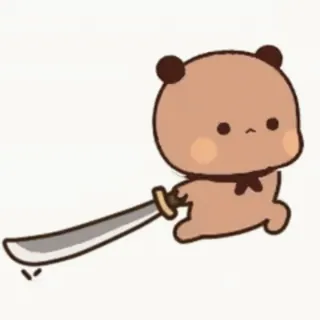 🌟 niedźwiedź, miecz, katana, słodki, kreskówka, broń telegram sticker