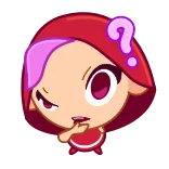🤔 pergunta, pensando, desenho animado, menina, vermelho, curioso telegram sticker