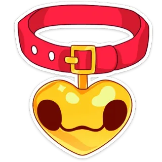 ⛓ collar, heart, bell, pet, animal, accessory whatsapp sticker