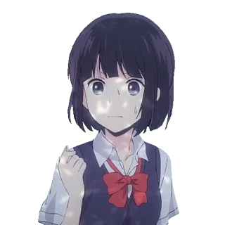 😣 Anime, Garota, Uniforme escolar, Desenho animado, Personagem, Ilustração telegram sticker