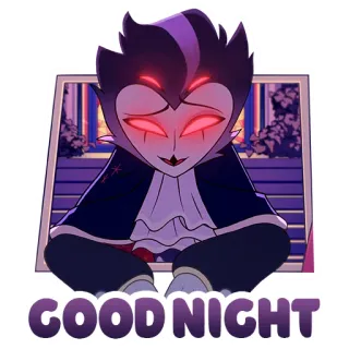 😴 Stolas Helluva Boss GOOD NIGHT Kartun, Burung hantu, Malam, Baik, Tidur telegram sticker