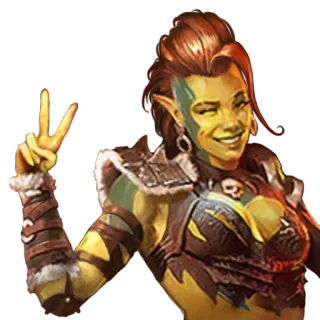 ✌️ orc, fantasy, character, video game, warrior, female, smile, peace sign telegram sticker