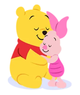 😙 Winnie the Pooh winnie the pooh, piglet, friendship, cartoon, hug, cute telegram sticker