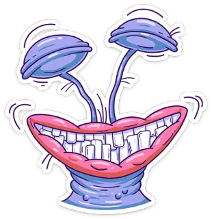 😁 monstre, bouche, dents, alien, créature, dessin animé telegram sticker