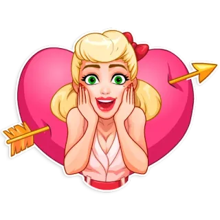 ❤ blonde, woman, heart, arrow, love, sticker, cartoon telegram sticker