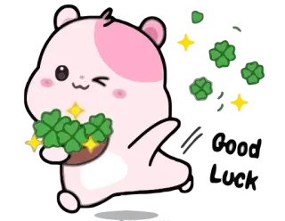😉 hamster, semanggi, imut, kawaii, semoga berhasil, beruntung, hewan, merah muda telegram sticker
