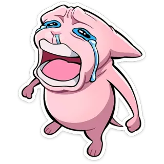 😭 crying, sad, pink, cartoon, character, tears, upset telegram sticker