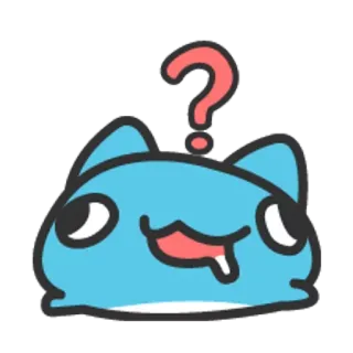 🐮 猫, 疑問符, 青, かわいい, マンガ, 動物, キャラクター telegram sticker