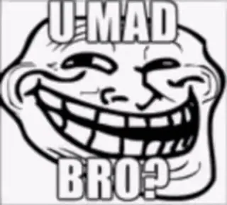 π U MAD BRO? trollface, meme, u mad, internet meme, comic, rage comic telegram sticker