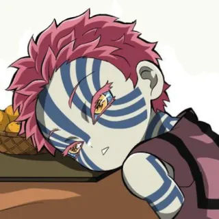 🥱 Akaza Demon Slayer Аниме, Демон, Аказа, Клинок, рассекающий демонов, Чиби telegram sticker