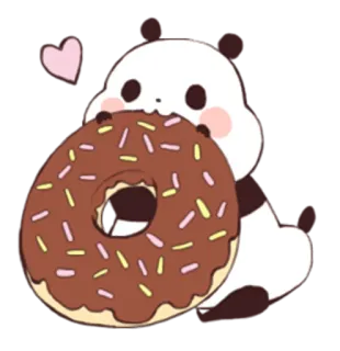 🍩 Panda, Donut, Leuk, Kawaii, Eten, Hart, Dier telegram sticker