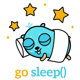 💤 go sleep() golang, gopher, 睡眠, プログラミング telegram sticker
