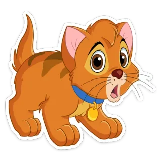 😳 Oliver Oliver & Company mèo, mèo con, Disney, phim hoạt hình, động vật, mèo cam, Oliver và những người bạn telegram sticker