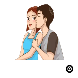 😳 beso, pareja, amor, romance, dibujos animados, relación telegram sticker