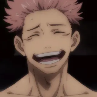 🥲 Yuji Itadori Jujutsu Kaisen anime, manga, smiling, character, pink hair, Jujutsu Kaisen, Yuji Itadori telegram sticker