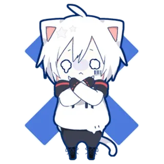 🙅‍♂️ cat, kawaii, anime, cartoon, cute, character telegram sticker