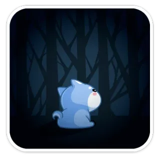 ☹️ 漫画, 動物, 青, 森, かわいい, 犬, 子犬, 孤独 telegram sticker