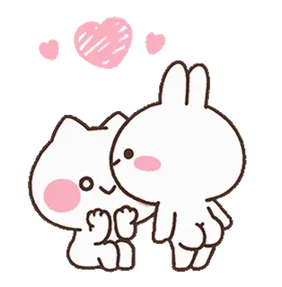 😘 การ์ตูน, แมว, กระต่าย, ความรัก, หัวใจ, น่ารัก, มิตรภาพ, สัตว์ telegram sticker