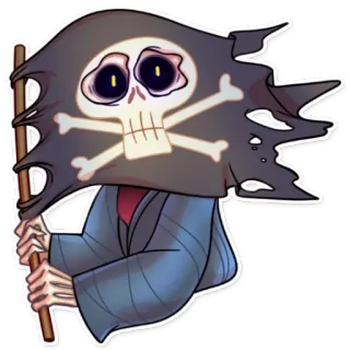 ☠ caveira, ossos cruzados, bandeira pirata, assustador, desenho animado telegram sticker