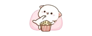 🍿 고양이, 카와이, 귀여운, 팝콘, 만화, 영화 감상, 휴식 telegram sticker