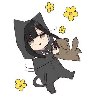 🤗 Anime, Gadis kucing, Bunga, Lucu, Chibi, Hoodie, Kawaii telegram sticker