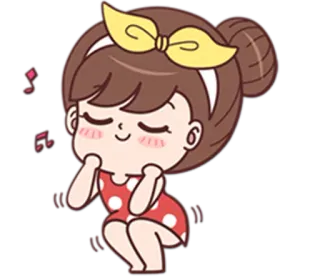 ☺️ Cartone animato, Ballare, Ragazza, Carino, Note musicali telegram sticker