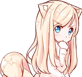 🤔 สาวหูแมว, อนิเมะ, น่ารัก, คาวาอิ, มังงะ, การ์ตูน telegram sticker
