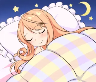 😴 slapen, schattig, kawaii, anime, maan, sterren, deken telegram sticker