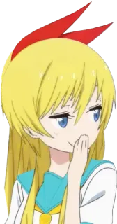 😏 Anime, Mädchen, Charakter, Cartoon, Blond, Rot, Süß, Grinsend whatsapp sticker