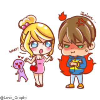 😤 Hoạt hình, Giận dữ, Ngạc nhiên, Cảm xúc, Cặp đôi, Tình yêu telegram sticker