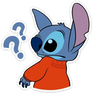 ❓ Stitch สติทช์, ลิโล่แอนด์สติทช์, ดิสนีย์, การ์ตูน, คำถาม, สับสน, น่ารัก telegram sticker