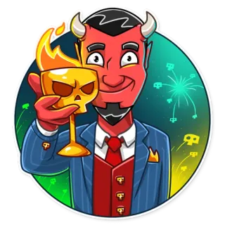 🎆 diabo, terno, chifres, fogo, torrada, caveira, desenho animado telegram sticker
