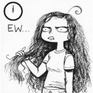 😕 EW... igitt, frau, ekel, cartoon, haar, unordentlich, ausdruck telegram sticker