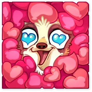 😍 การ์ตูน, สัตว์, ความรัก, หัวใจ, น่ารัก, มีความสุข, คาวาอิ telegram sticker