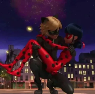 🥰 Ladybug Miraculous: Tales of Ladybug & Cat Noir kepik, Cat Noir, Miraculous, pahlawan super, kartun, romantis whatsapp sticker