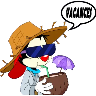 ⛱ VACANCES vacaciones, verano, dibujos animados, bebida, coco, sombrero, relajación, fiesta telegram sticker