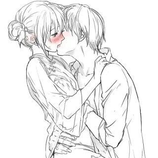 😄 küssen, anime, romantik, paar, liebe, cartoon telegram sticker