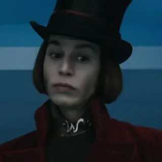 🎩 Willy Wonka Charlie and the Chocolate Factory Willy Wonka, Johnny Depp, Schokoladenfabrik, Film, Charakter, Hut, Porträt telegram sticker