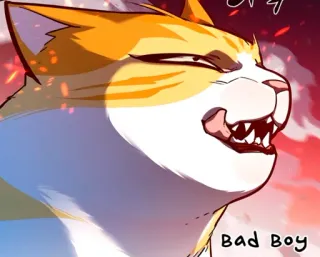 🐈 Bad Boy gato, chico malo, dibujo animado, animal, mascota, meme telegram sticker