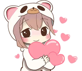 ❤️ cute, anime, heart, bear, cartoon, chibi, kawaii telegram sticker