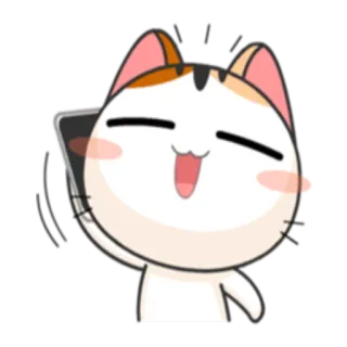 📲 gato, fofo, kawaii, animado, adesivo, chamando, telefone telegram sticker