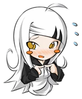 ☺️ garota anime, fofa, corar, kawaii, desenho animado, tímida, cabelo branco, envergonhada telegram sticker