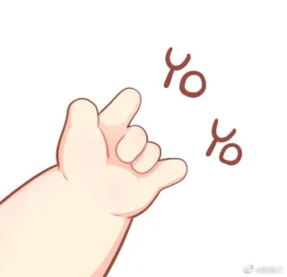 🍼 yo yo hand, gesture, yo, cute, cartoon whatsapp sticker
