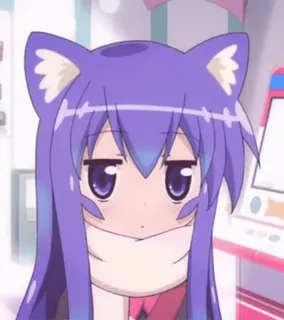 🍷 anime, kattenoren, paars haar, schattig, cartoon whatsapp sticker