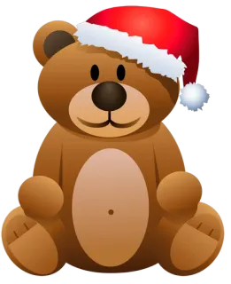 🎅 ตุ๊กตาหมี, คริสต์มาส, หมวกซานต้า, ของเล่น, การ์ตูน whatsapp sticker