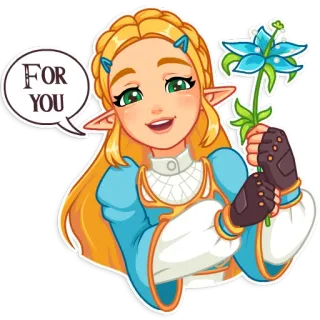 🎁 Zelda The Legend of Zelda FOR YOU зельда, видеоигра, цветок, подарок, эльф, мультфильм telegram sticker