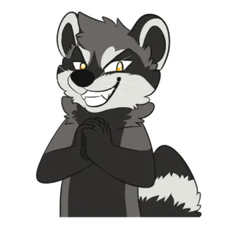 😈 Waschbär, Cartoon, Furry, Tier, Grinsend whatsapp sticker