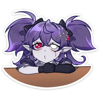 😯 anime, cartoon, gothic, cute, girl, elf, sticker telegram sticker